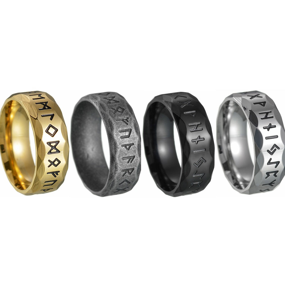 Wholesale Viking Rune Titanium Steel Vintage Men's Ring